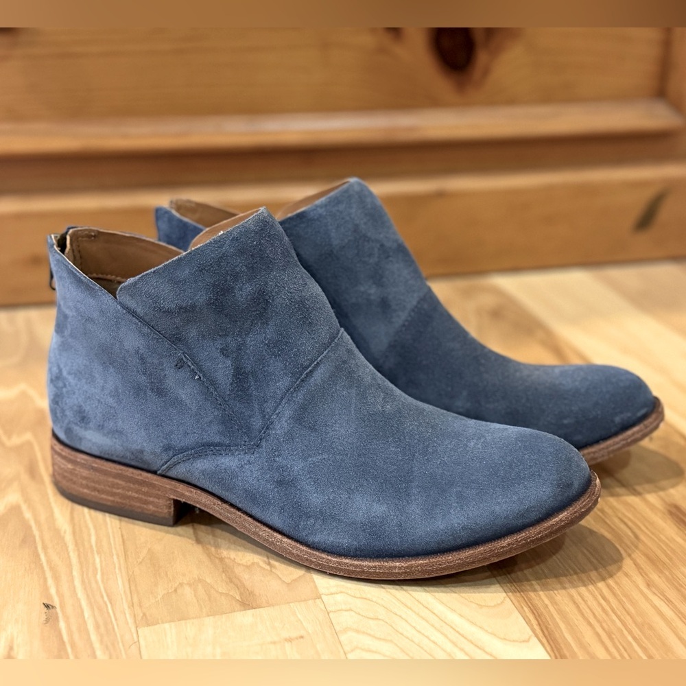 Kork-Ease Blue Suede Ryder Booties - Size 8